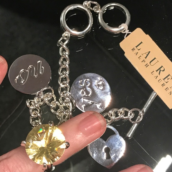 Ralph Lauren Toggle Charm Bracelet Large Canary Diamond Crystal NEW! - Picture 7 of 7